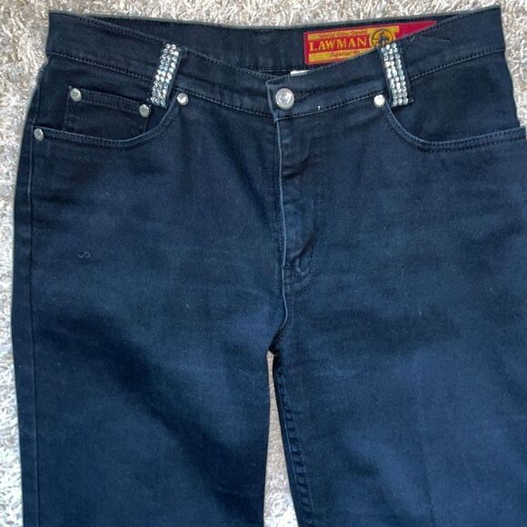 Vintage LAWMAN Western Womens Embellished Black Jeans Rhinestone Size 9 Slim Fit - Picture 2 of 16